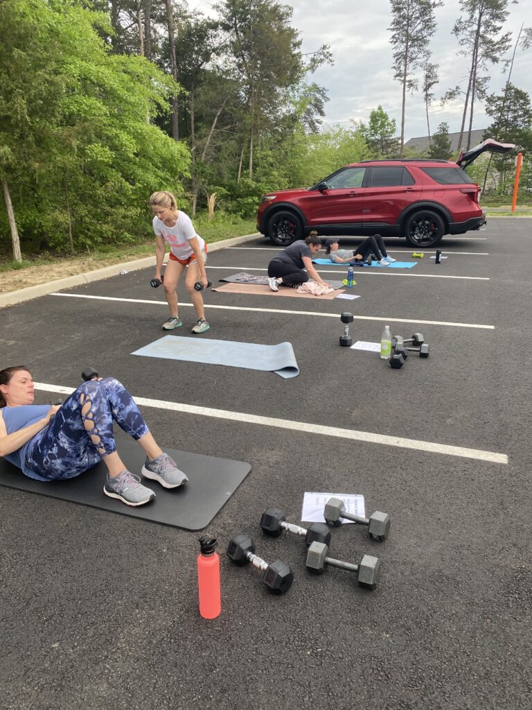 A small group personal training workout group right in her Gainesville community!